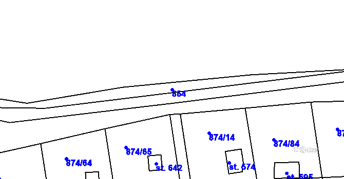 Parcela st. 864 v KÚ Hýskov, Katastrální mapa