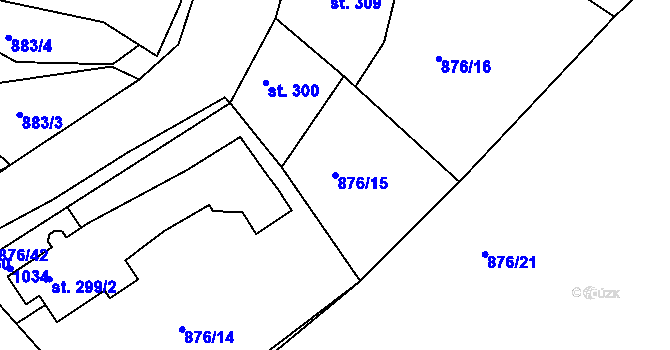Parcela st. 876/15 v KÚ Hýskov, Katastrální mapa