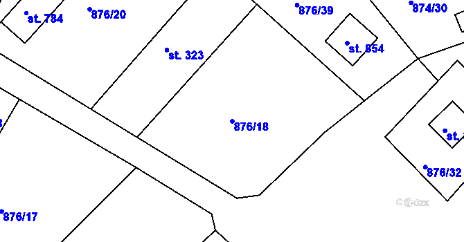 Parcela st. 876/18 v KÚ Hýskov, Katastrální mapa