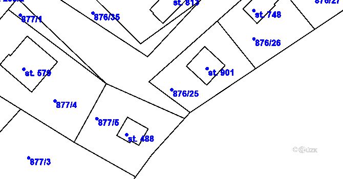Parcela st. 876/25 v KÚ Hýskov, Katastrální mapa
