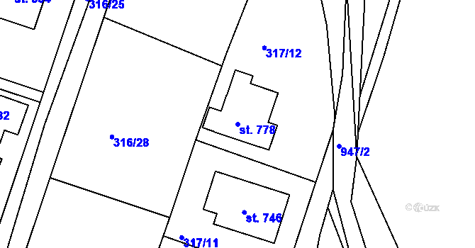 Parcela st. 778 v KÚ Hýskov, Katastrální mapa