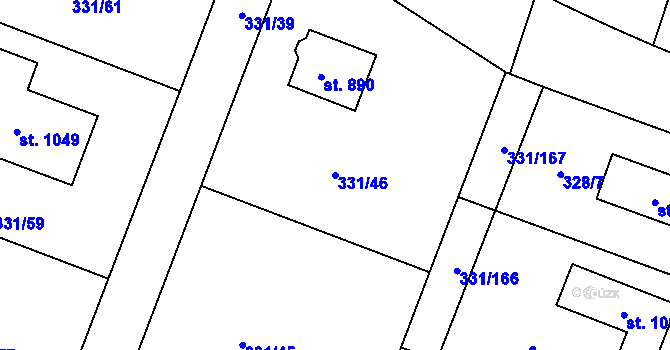 Parcela st. 331/46 v KÚ Hýskov, Katastrální mapa