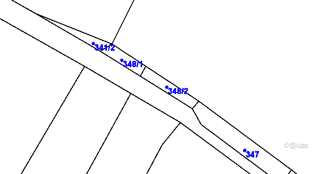 Parcela st. 348/2 v KÚ Hýskov, Katastrální mapa