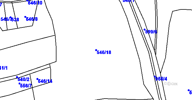 Parcela st. 546/18 v KÚ Hýskov, Katastrální mapa
