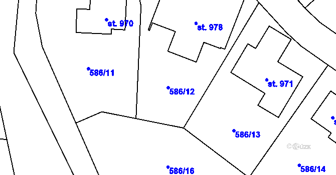 Parcela st. 586/12 v KÚ Hýskov, Katastrální mapa