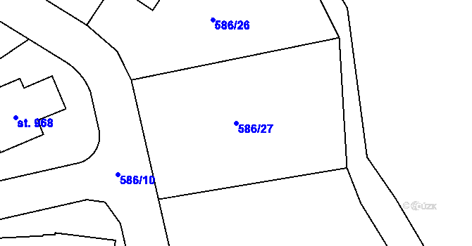 Parcela st. 586/27 v KÚ Hýskov, Katastrální mapa