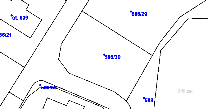 Parcela st. 586/30 v KÚ Hýskov, Katastrální mapa