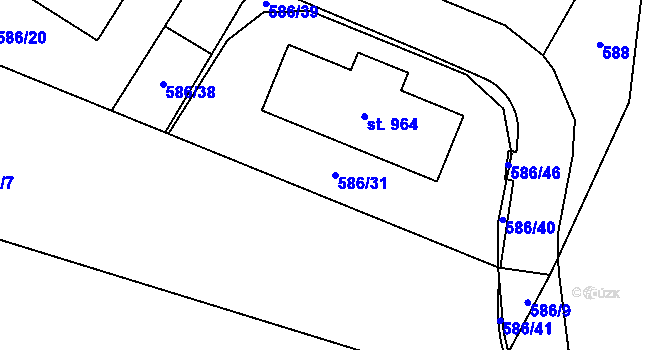 Parcela st. 586/31 v KÚ Hýskov, Katastrální mapa