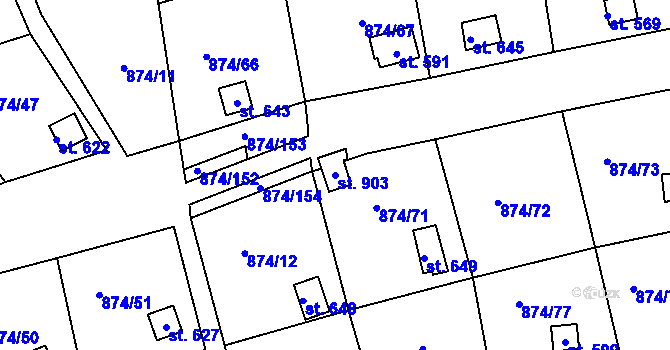 Parcela st. 903 v KÚ Hýskov, Katastrální mapa