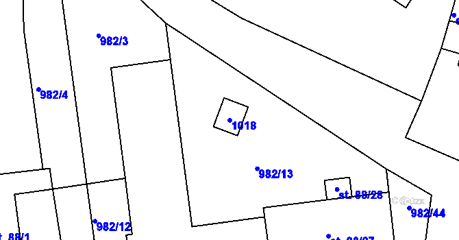 Parcela st. 1018 v KÚ Hýskov, Katastrální mapa