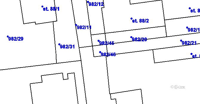 Parcela st. 982/46 v KÚ Hýskov, Katastrální mapa