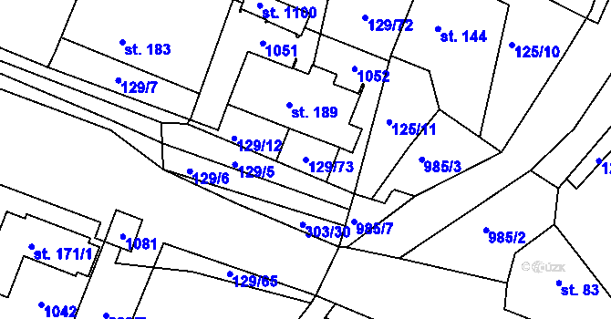Parcela st. 129/73 v KÚ Hýskov, Katastrální mapa