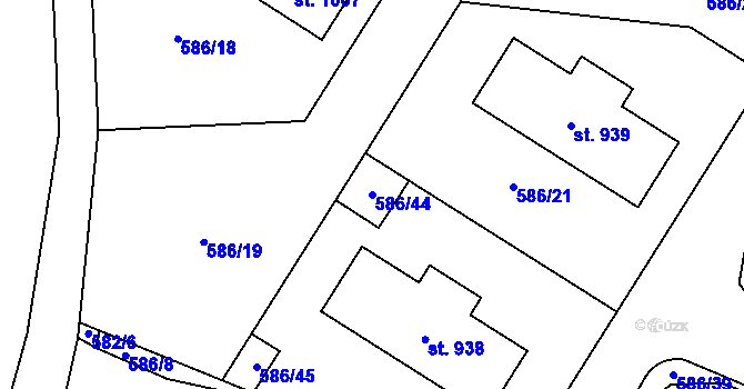 Parcela st. 586/44 v KÚ Hýskov, Katastrální mapa