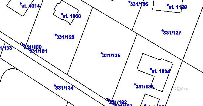 Parcela st. 331/135 v KÚ Hýskov, Katastrální mapa