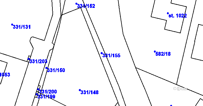 Parcela st. 331/155 v KÚ Hýskov, Katastrální mapa