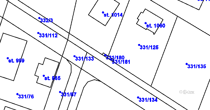 Parcela st. 331/180 v KÚ Hýskov, Katastrální mapa