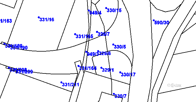 Parcela st. 329/6 v KÚ Hýskov, Katastrální mapa