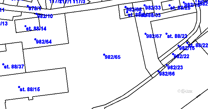 Parcela st. 982/65 v KÚ Hýskov, Katastrální mapa