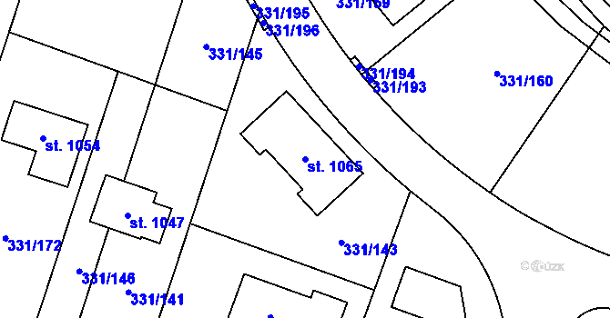 Parcela st. 1065 v KÚ Hýskov, Katastrální mapa