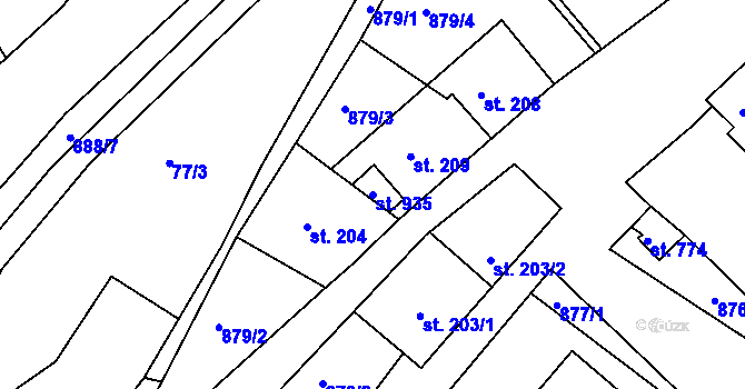 Parcela st. 935 v KÚ Hýskov, Katastrální mapa