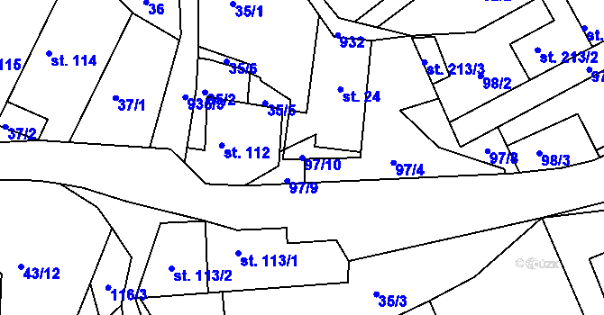 Parcela st. 97/10 v KÚ Hýskov, Katastrální mapa