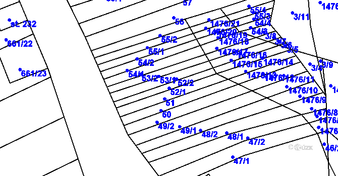 Parcela st. 52/1 v KÚ Hýsly, Katastrální mapa