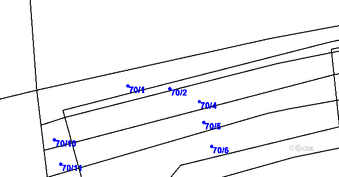 Parcela st. 70/2 v KÚ Hýsly, Katastrální mapa