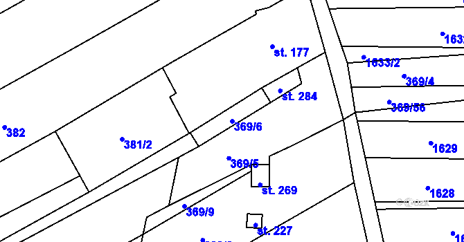 Parcela st. 369/6 v KÚ Hýsly, Katastrální mapa