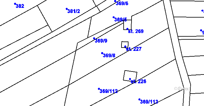 Parcela st. 369/8 v KÚ Hýsly, Katastrální mapa