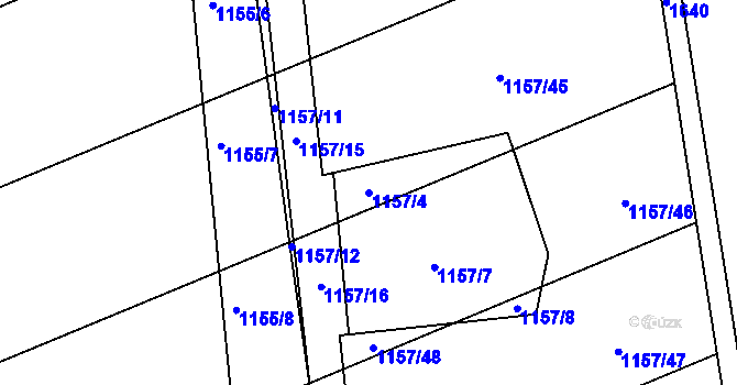 Parcela st. 1157/4 v KÚ Hýsly, Katastrální mapa