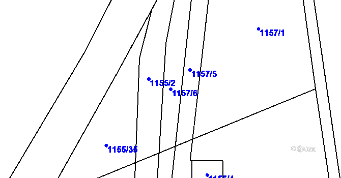 Parcela st. 1157/6 v KÚ Hýsly, Katastrální mapa