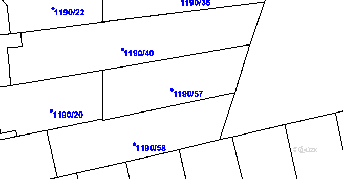 Parcela st. 1190/57 v KÚ Hýsly, Katastrální mapa