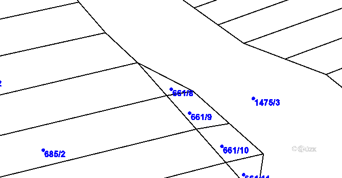 Parcela st. 661/8 v KÚ Hýsly, Katastrální mapa