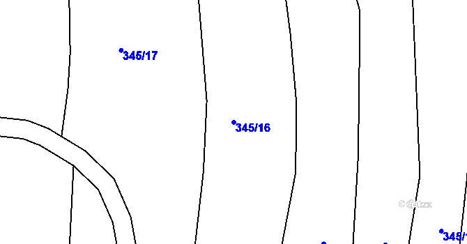Parcela st. 345/16 v KÚ Hýsly, Katastrální mapa