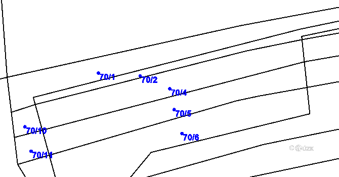 Parcela st. 70/4 v KÚ Hýsly, Katastrální mapa