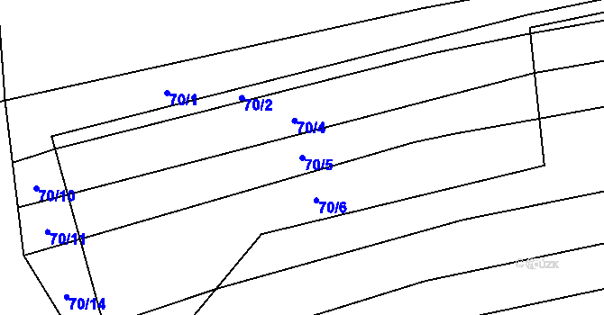 Parcela st. 70/5 v KÚ Hýsly, Katastrální mapa