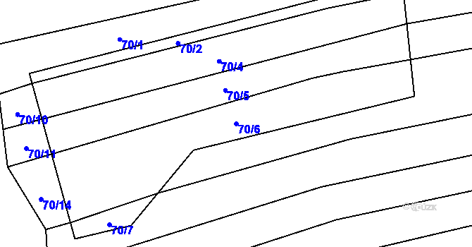Parcela st. 70/6 v KÚ Hýsly, Katastrální mapa
