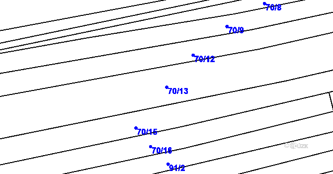 Parcela st. 70/13 v KÚ Hýsly, Katastrální mapa