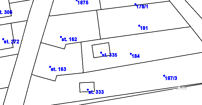 Parcela st. 335 v KÚ Hýsly, Katastrální mapa