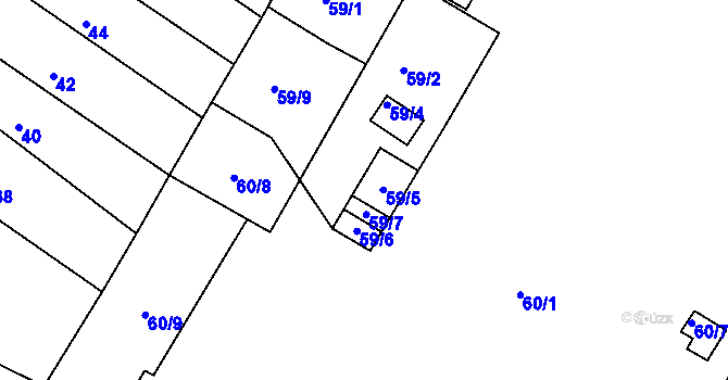Parcela st. 59/5 v KÚ Chabařovice, Katastrální mapa