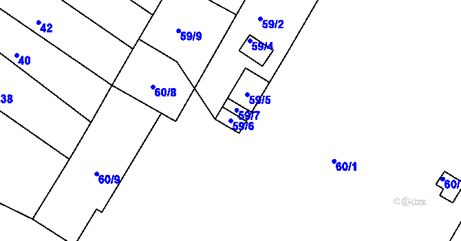 Parcela st. 59/6 v KÚ Chabařovice, Katastrální mapa