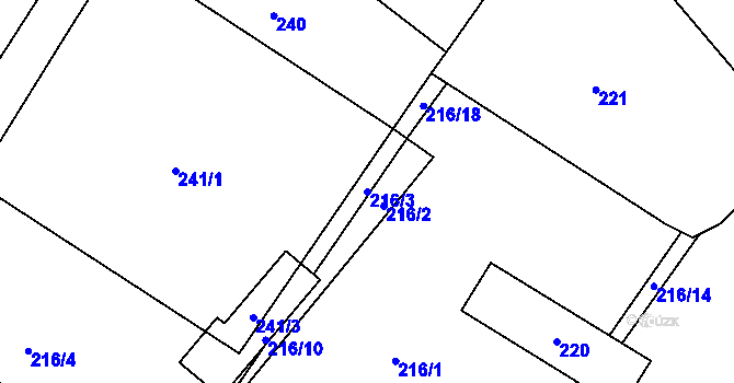 Parcela st. 216/3 v KÚ Chabařovice, Katastrální mapa