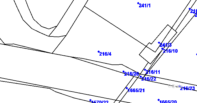Parcela st. 216/4 v KÚ Chabařovice, Katastrální mapa