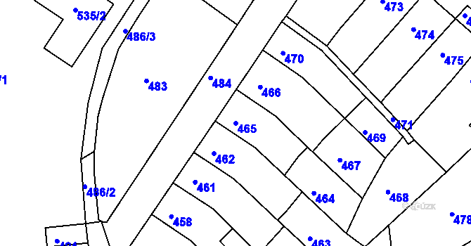 Parcela st. 465 v KÚ Chabařovice, Katastrální mapa