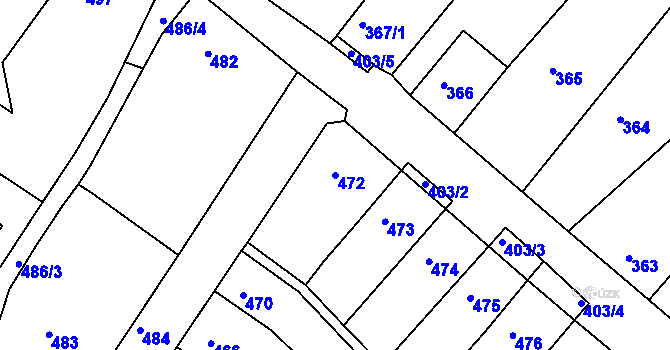 Parcela st. 472 v KÚ Chabařovice, Katastrální mapa
