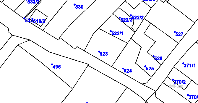 Parcela st. 523 v KÚ Chabařovice, Katastrální mapa