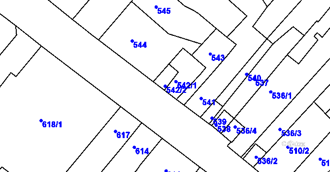 Parcela st. 542/2 v KÚ Chabařovice, Katastrální mapa