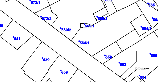 Parcela st. 564/1 v KÚ Chabařovice, Katastrální mapa