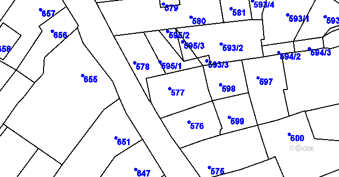 Parcela st. 577 v KÚ Chabařovice, Katastrální mapa