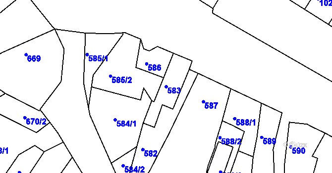 Parcela st. 583 v KÚ Chabařovice, Katastrální mapa